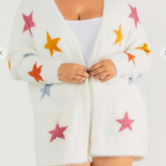 DAVI & DANI Tops - NWT Star bright Cardigan White